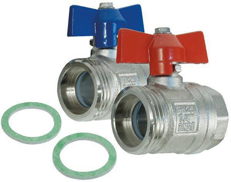 MULTITUBO Kugelhahn-Set 1" AG x 3/4" IG, 2 Stück, für Verteiler, flachdichtend