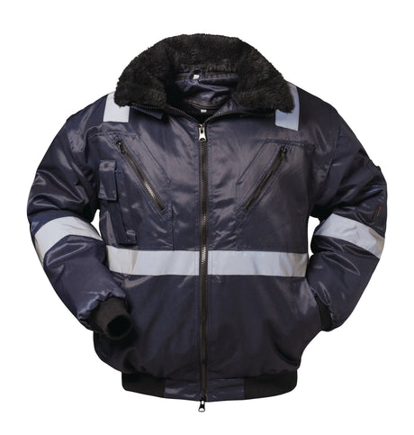 Pilotjacke ROGNAN 4-in-1 marine NORWAY – Abnehmbare Kapuze & Webpelzfutter