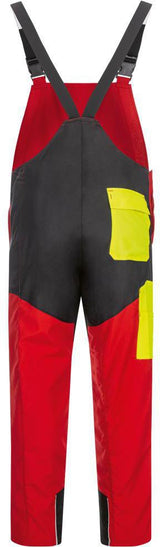 Schnittschutzlatzhose SPEIERLING Gr.48 rot/schwarz/gelb von ELYSEE – EN ISO 11393 Kl.1, FPA-anerkannt
