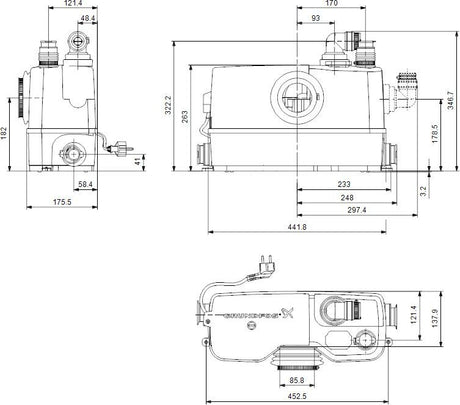 GRUNDFOS Kleinhebeanlage Sololift2 WC-3 0,6 kW 230 V – Fäkalienhebeanlage mit Schneidwerk
