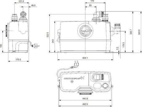 GRUNDFOS Kleinhebeanlage Sololift2 WC-1 – 0,62 kW, 230 V, mit Schneidwerk