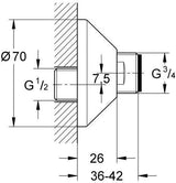 GROHE S-Anschluss 12075 mit Schalldämpfer – 1/2" x 3/4", 7,5 mm verstellbar, edelmatt