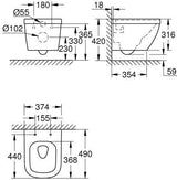 GROHE Euro Keramik Wand-Tiefspül-WC 49 cm alpinweiß, spülrandlos, 16er-Pack