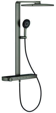 GROHE Rainshower Aqua Pure Duschsystem mit Thermostatbatterie, eckig, 15 l/min, chrom