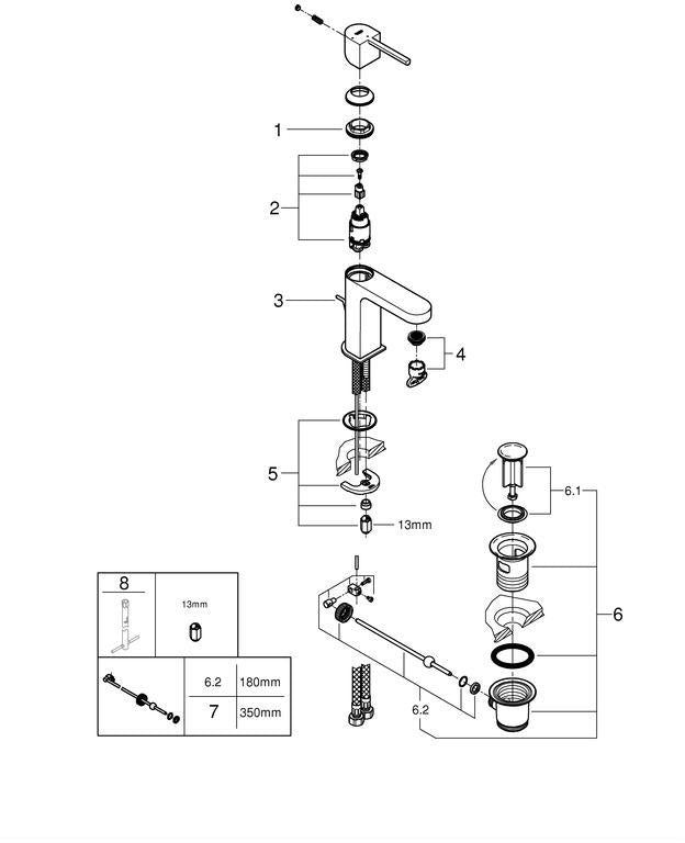 GROHE Plus Einhand-Waschtischbatterie S-Size mit OpenCold Kaltstart-Funktion Chrom