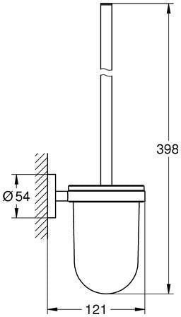 GROHE Essentials Toilettenbürstengarnitur – Wandmontage, verchromt, mit Mattglas-Einsatz