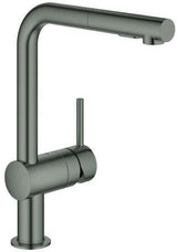 GROHE Minta Einhand-Spültischbatterie L-Auslauf mit ausziehbarer Spülbrause hard graphite