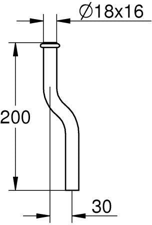 GROHE Urinal-Spülrohr 37038 – 200 mm, Messing verchromt, Kröpfung 30 mm