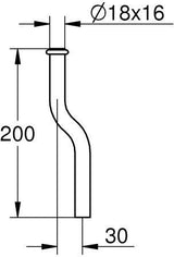 GROHE Urinal-Spülrohr 37038 – 200 mm, Messing verchromt, Kröpfung 30 mm