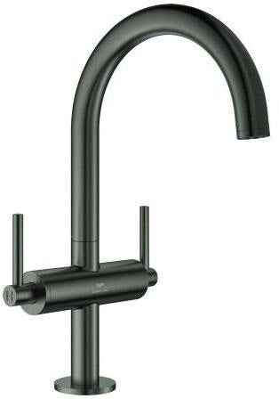 GROHE Atrio Waschtisch-Einlochbatterie L-Size hard graphite gebürstet mit Push-open Ablaufgarnitur