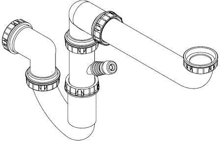 GROHE Siphon 42616 für Einbauspülen – Kunststoff, chrom, P-Siphon mit Rosette und Wandrohr