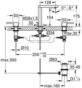 GROHE Plus 3-Loch-Waschtischbatterie – Chrom, 175 mm, EcoJoy, SpeedClean, Zugstangen-Ablaufgarnitur