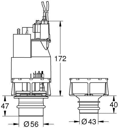 GROHE Ablaufventil Dual Flush 42265 für Spülkasten mit pneumatischer Betätigung 0,82 m 3/6 l