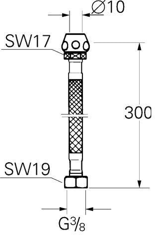 GROHE Druckschlauch 45120 3/8 Zoll x 300 mm flexibel chrom – Quetschverschraubung für Kupferrohr