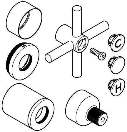 GROHE Atrio Kreuzgriffe 18026_3 – 2 Stück, Chrom, mit H/C-Markierung