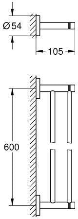 GROHE Essentials Doppel-Badetuchhalter 654 mm – Chrom, verdeckte Befestigung, Metall