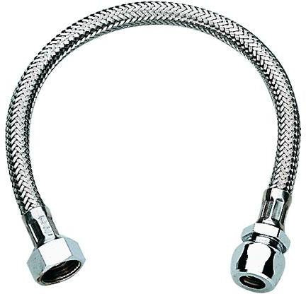 GROHE Druckschlauch 45120 3/8 Zoll x 300 mm flexibel chrom – Quetschverschraubung für Kupferrohr