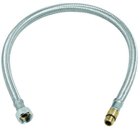 GROHE Druckschlauch 530 mm M12 x 1 x 3/8 Zoll Chrom – Hochwertiger Anschlussschlauch