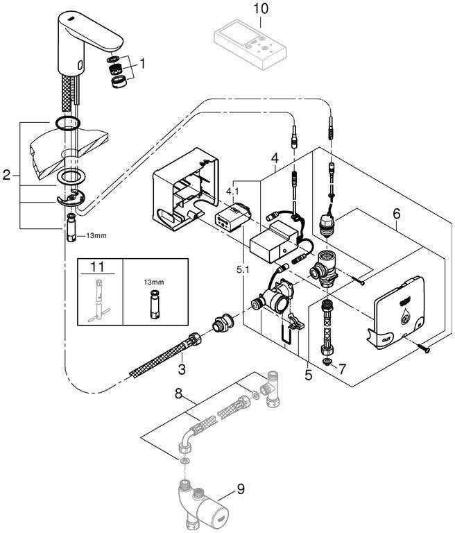GROHE Powerbox Euroeco CE Infrarot-Elektronik für Waschtisch, chrom, ohne Mischung
