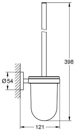 GROHE Essentials Toilettenbürstengarnitur – Wandmontage, verchromt, mit Mattglas-Einsatz