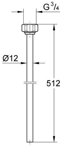 GROHE Eggemann WAS-Anschlussrohr 41133 DN20, 3/4-Zoll-Verschraubung, chrom