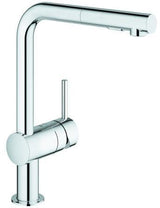 GROHE Minta Einhand-Spültischbatterie L-Auslauf mit ausziehbarer Spülbrause hard graphite