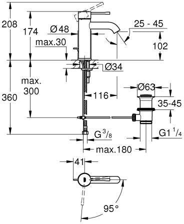 GROHE Essence Einhand-Waschtischbatterie S-Size Chrom mit Kaltstart-Funktion