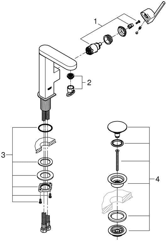 GROHE Plus Einhand-Waschtischbatterie M-Size mit Push-open Ablaufgarnitur chrom