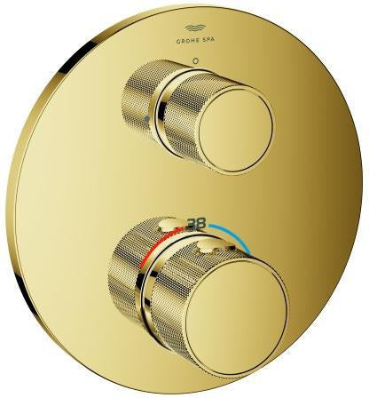 GROHE Atrio Private Collection Thermostat-Brausebatterie mit 2-Wege-Umstellung und Knopfbetätigung, Chrom