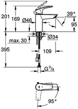 GROHE Eurosmart Einhand-Waschtischbatterie S-Size mit versenkbarer Kette – Chrom