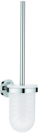 GROHE Essentials Toilettenbürstengarnitur – Wandmontage, verchromt, mit Mattglas-Einsatz