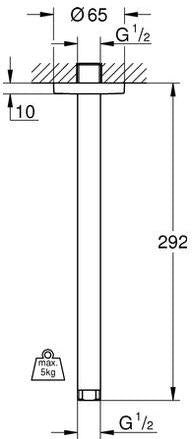 GROHE Rainshower Deckenauslass 292 mm Chrom – Brausearm mit Rosette und Rückstromsicherung