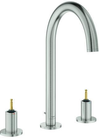 GROHE Atrio Private Collection 3-Loch Waschtischbatterie Chrom – Zweigriffig mit schwenkbarem Auslauf