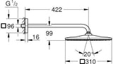GROHE Rainshower 310 Mono Cube Kopfbrause-Set 422 mm – 1 Strahl, 7,5 l/min, Chrom