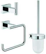 GROHE Essentials Cube WC-Accessoire Set 3-in-1 – Bademantelhaken, WC-Papierhalter & Toilettenbürstengarnitur in Chrom