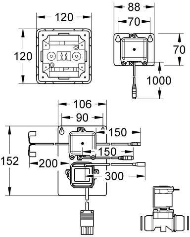 GROHE Austausch-Elektronik Radar 43863 für Urinal-Unterputz-Radar Altanlagen – 230 V AC