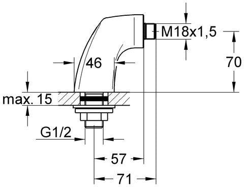 GROHE Standanschluss 12084 für Florida-Batterien, Ausladung 57 mm, DN15, weiß