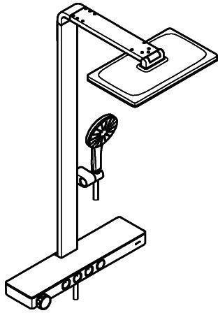 GROHE Rainshower Aqua Pure Duschsystem mit Thermostatbatterie, eckig, 15 l/min, chrom