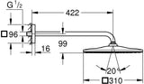 GROHE Rainshower 310 Mono Cube Kopfbrauseset mit 422 mm Brausearm, chrom, 1 Strahlart
