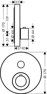 AXOR ShowerSelect Round Unterputz Thermostat für 1 Verbraucher, Chrom – komfortable Select-Technologie