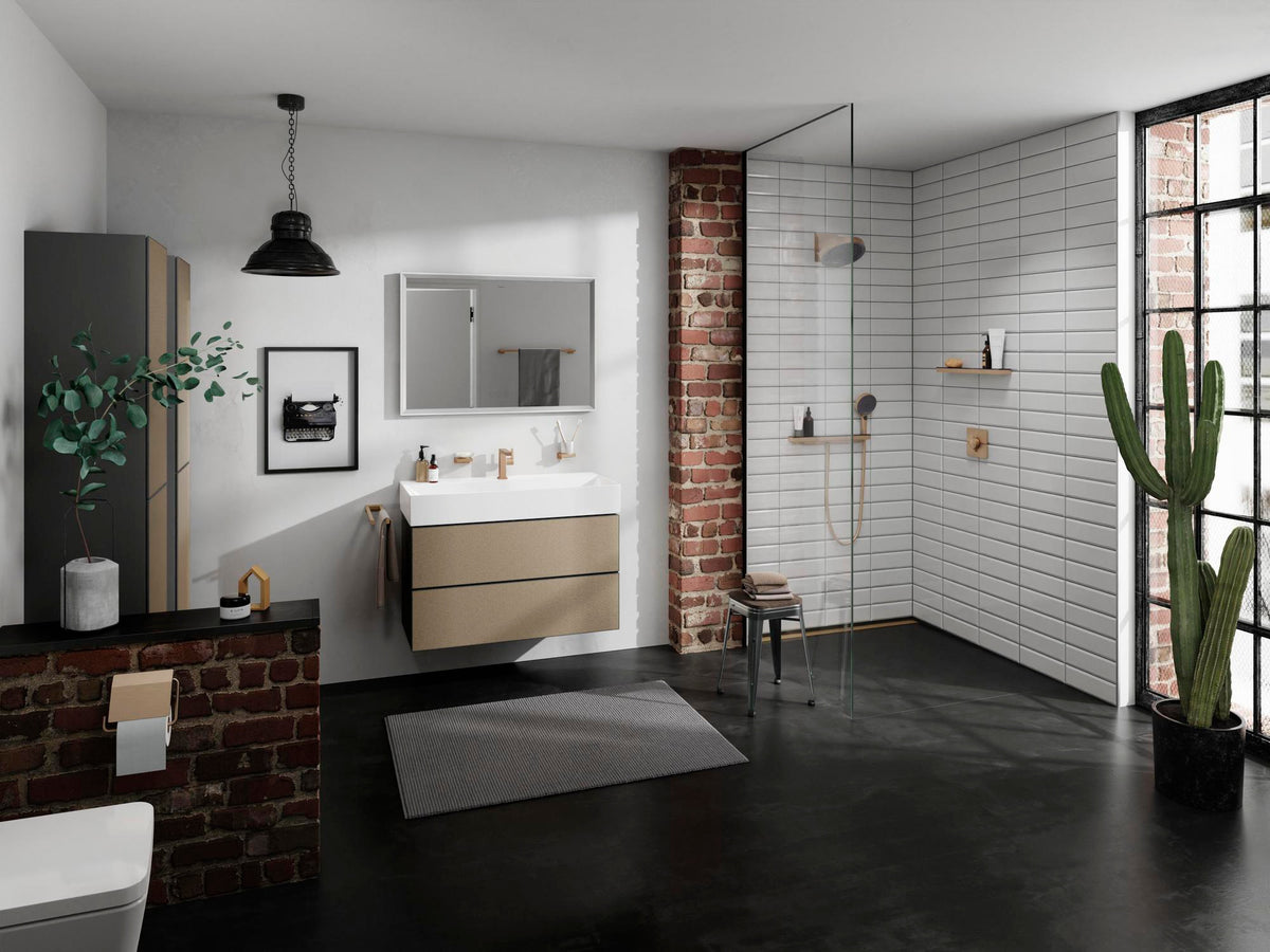 HANSGROHE Hochschrank Xevolos E 1160 mm mit PushOpen, Eiche dunkel/Weiß, grifflos