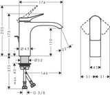HANSGROHE Vivenis Einhebel-Waschtischmischer 110 mm mit Zugstangen-Ablaufgarnitur chrom