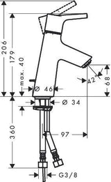 HANSGROHE Talis S Einhebel-Waschtischmischer 80 LowFlow mit Ablaufgarnitur, chrom