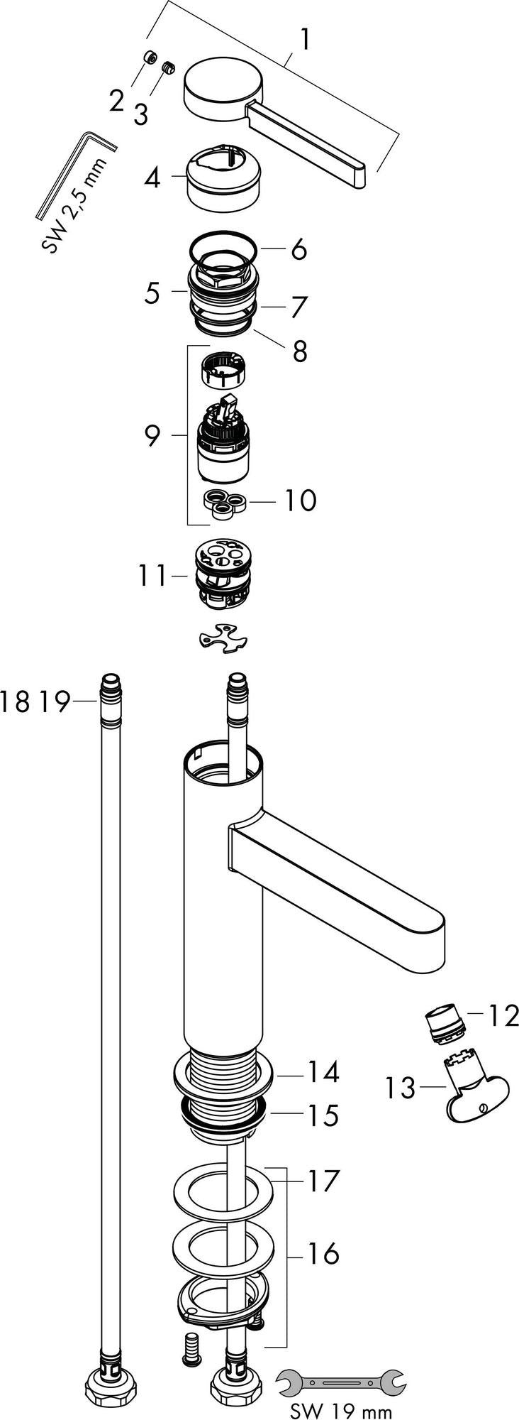 HANSGROHE Finoris Einhebel-Waschtischmischer 110 mit Zugstangen-Ablaufgarnitur, chrom