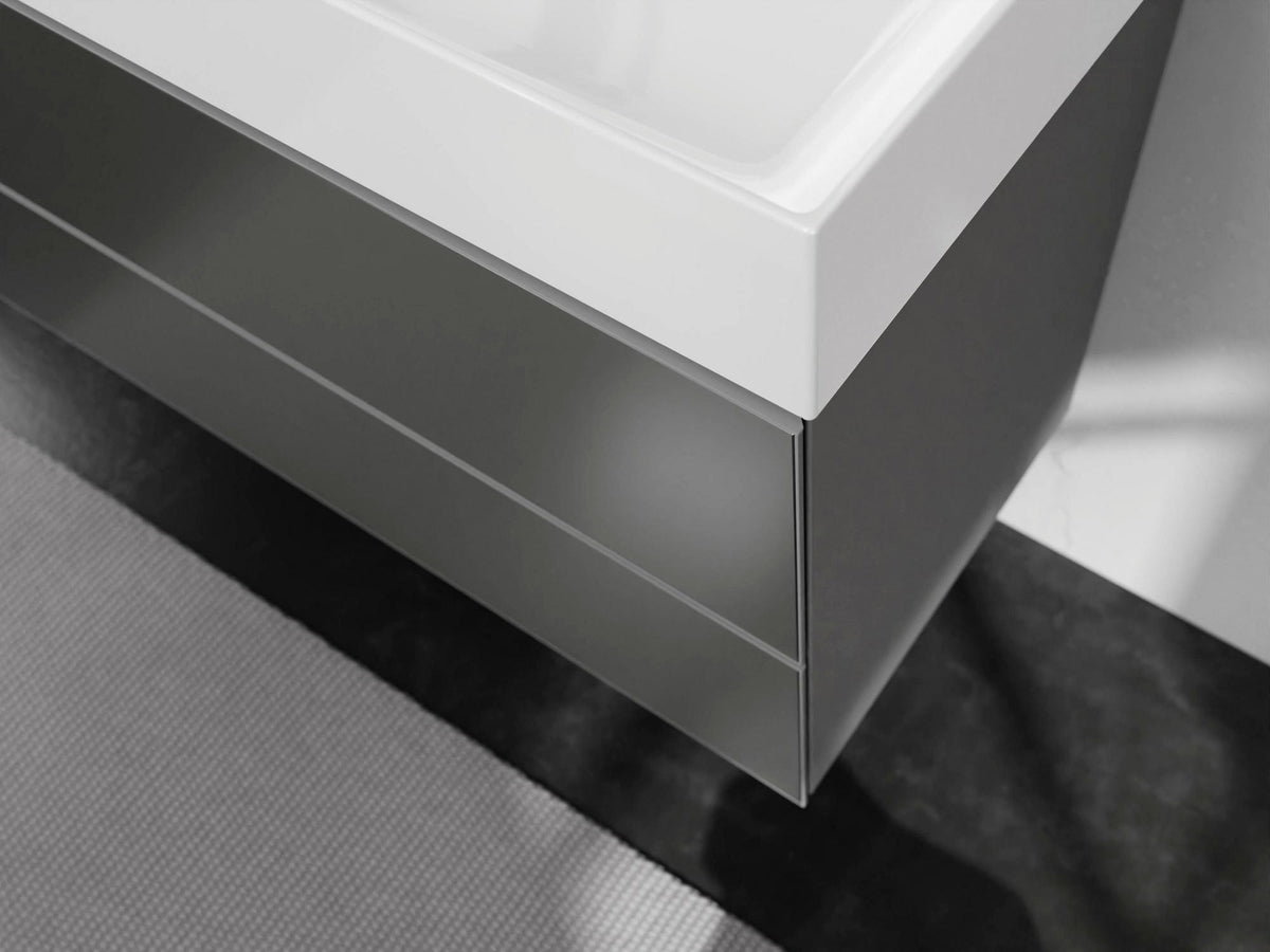 HANSGROHE Xevolos E Waschtischunterschrank 980 mm Eiche Dunkel Mattweiß mit PushOpen und SoftClose