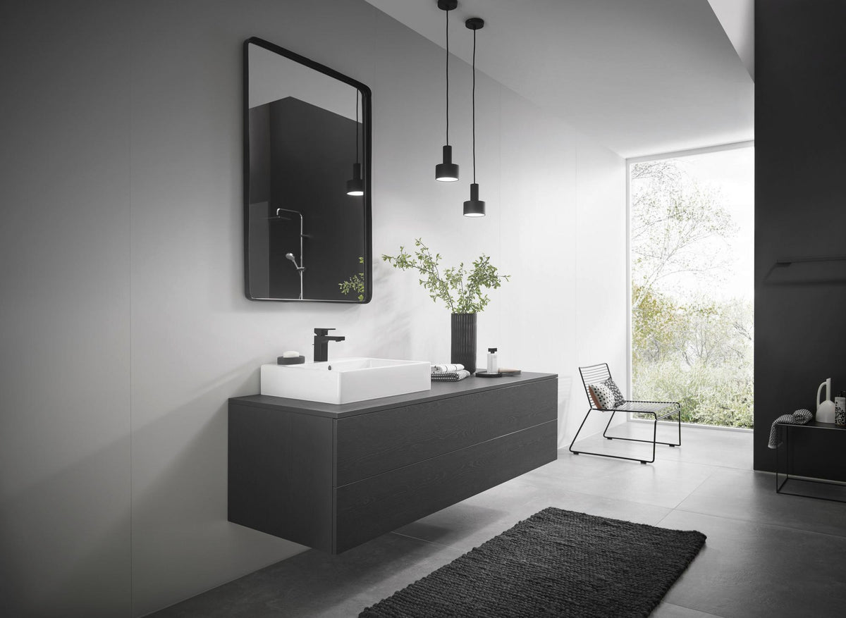 HANSGROHE Vernis Shape 100 Einhebel-Waschtischmischer mattschwarz mit Zugstangen-Ablaufgarnitur