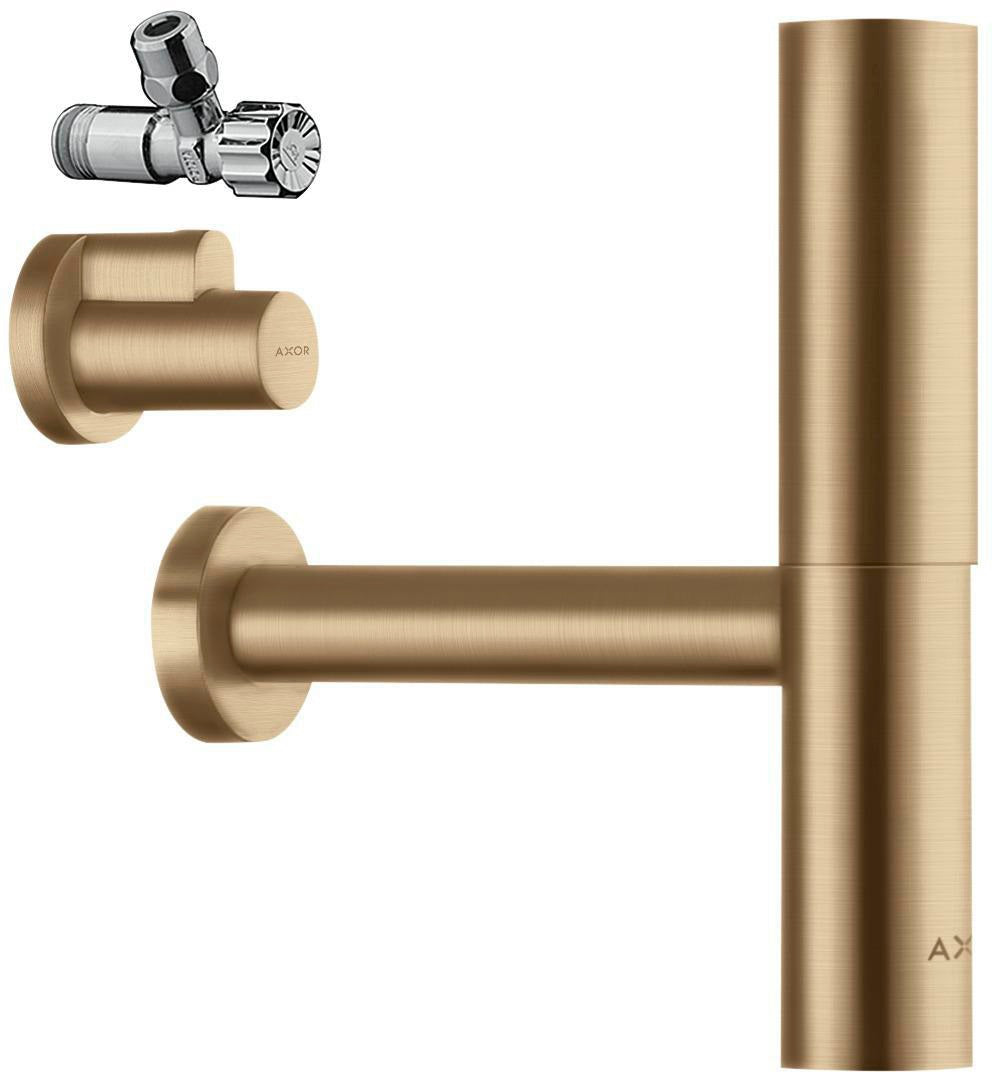 AXOR Designsiphon Set FLOWSTAR mit Eckventilen und Schubern, chrom – Flaschensiphon für Waschtische