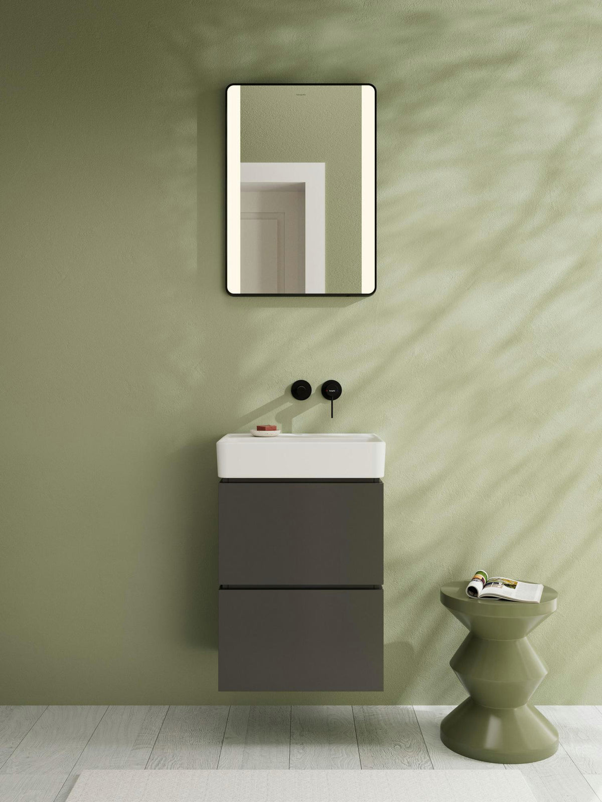 HANSGROHE Xarita Lite Q Wandspiegel 500 mm mit seitlicher LED-Beleuchtung, mattschwarz