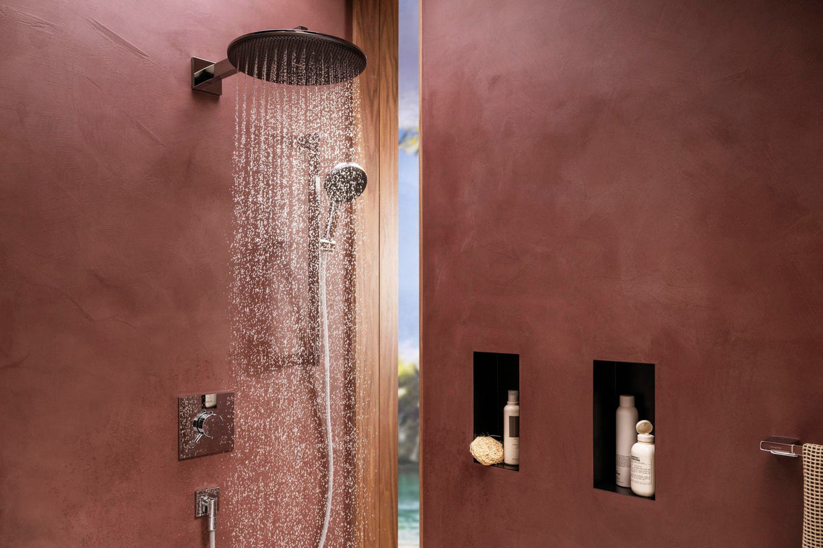 HANSGROHE Brausearm E 390 mm Chrom – Wandmontage mit Rosette