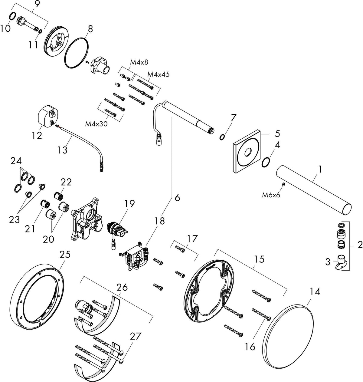 AXOR UNO 160 Elektronik-Waschtischmischer mit Infrarotsensor, Netzbetrieb, Chrom